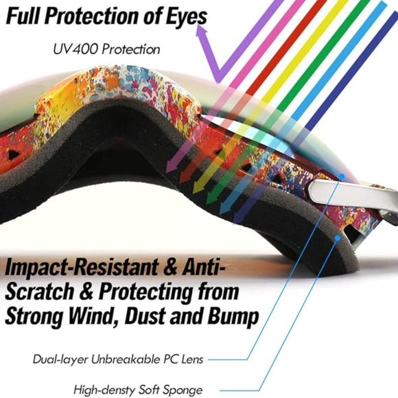 Ski goggles over glasses anti-fog UV400 protection - Picture 3 of 6